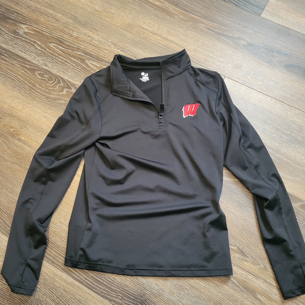 Black Quarter-Zip Pullover with Wisconsin Logo